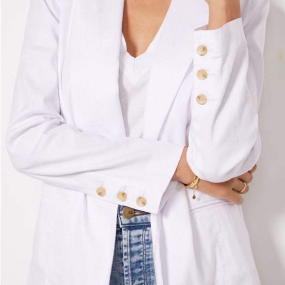 Evereve Brandi Linen BlendWhite Blazer L